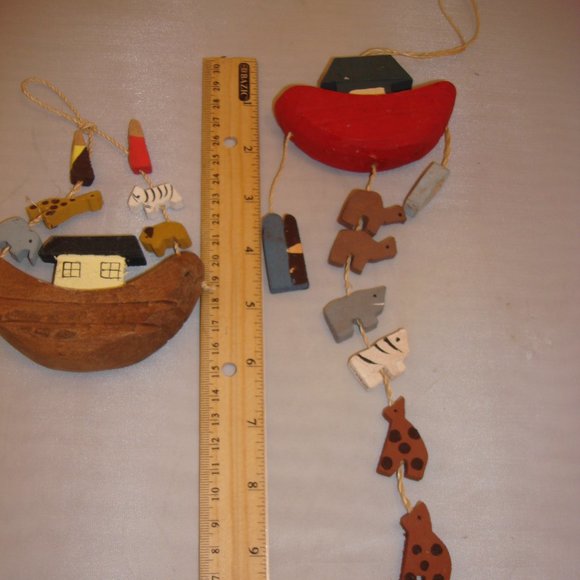 NOAH'S ARK 2 Wood Unique and rare Ornaments Decorations NEW - Picture 2 of 5